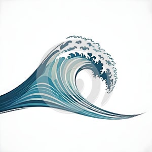 an illustration of a wave in blue color againts white background