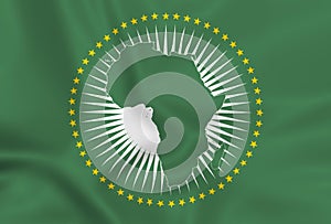 Illustration waving African Union flag