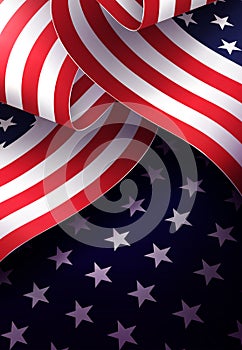 Illustration of a wavy USA flag, American national symbol