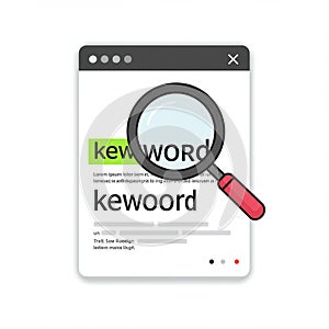 Illustration of a web browser window displaying text with a highlighted word