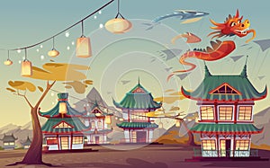 Illustration of Weifang kite festival in China