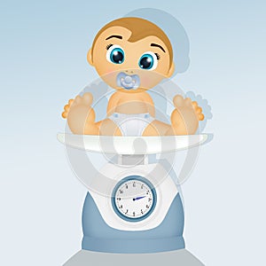 Illustration of weight baby scales