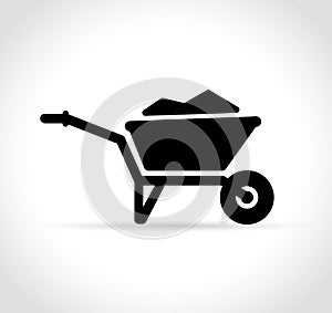 Wheelbarrow icon on white background