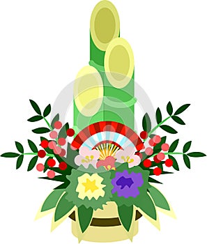 The illustration which is usable in the letter of New Years greetings (New Years pine and bamboo decorations)