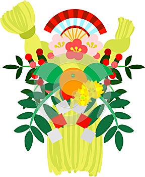The illustration which is usable in the letter of New Years greetings (New Year festoon made of sacred straw)