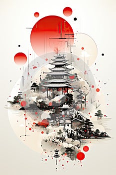 illustration on white background of Japanese art