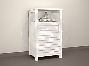 illustration of white bedside table EN-Suite accessories