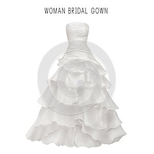 Illustration of white bridal gown