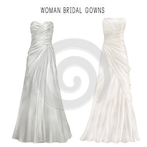 Illustration of white bridal gown