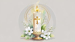 illustration of a white Communion candle