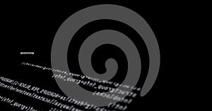 Illustration of white computer programming language on black background