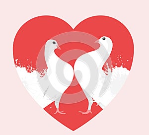 Illustration of white doves in the heart.