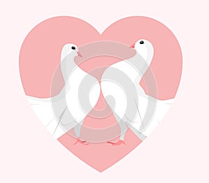 Illustration of white doves in the heart.
