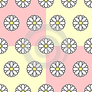 Illustration of white flower on orange and yellow color background