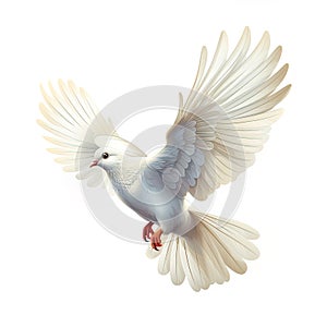 illustration of white flying dove clipart for design postcard, invitation, wedding