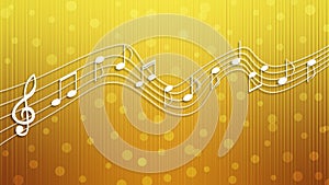 White Music Notes in Golden Background