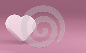 Illustration. White volumetric heart on a pink background. 3d render. Element for design, greeting cards, greetings