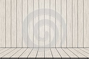 Illustration white wooden floorboards on white wood wall for montage your product