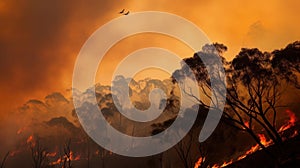 Illustration of a wildfire, global climate crisis