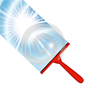 Illustration of window cleaning background with squeegee photo