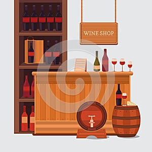 Illustration of a wine shop.