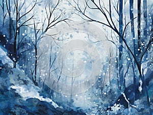 Illustration Winter Abstract Background With Nature In Snow