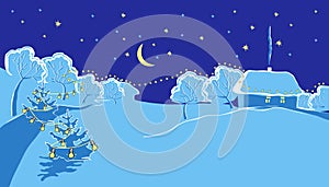 Illustration of winter night