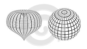 Illustration of a wire frame planet sphere, isolated on a gray background.