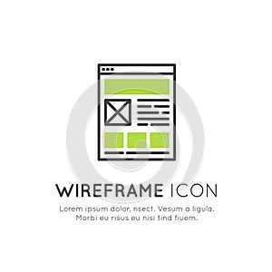 Illustration of Wireframe Layout Design, Web Programming, UI or UX Optimization, Responsive Interface, Network, Page Building Conc