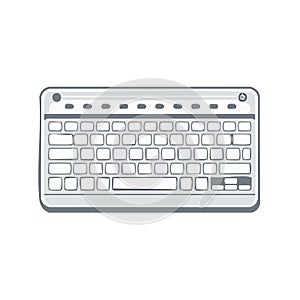 Illustration of a Wireless Keyboard Device with a Simple, Flat Design