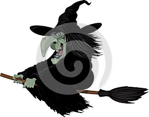 Illustration: Witch on broomstick photo