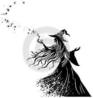 illustration of witch casting a magic spell