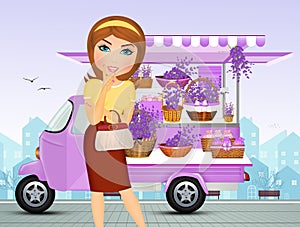 illustration of woman buys the lavender