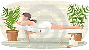 Illustration of a woman enjoying a spa massage.