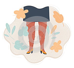 Illustration of woman with hairy legs. Bodyposetive concept.