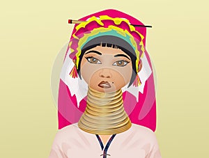 Illustration of woman kayan