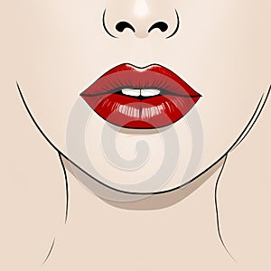 Illustration of a woman\'s lip painted with lipstick photo
