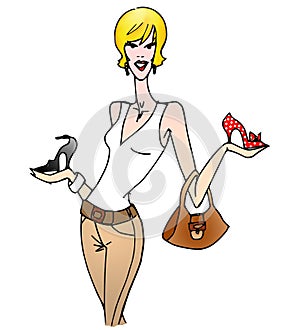 Illustration of woman shopping