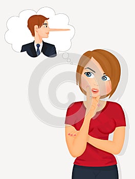 Woman understands the lie