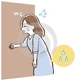 Illustration of a woman who has a desire to urinate