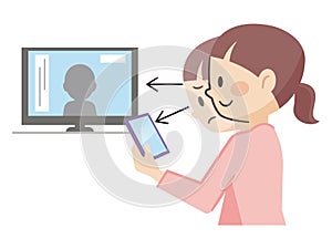 Illustration of a woman who is out of focus with presbyopia photo