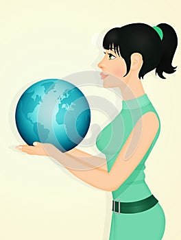 Woman with world in her hands