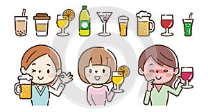 Illustration of women who drink alcohol
