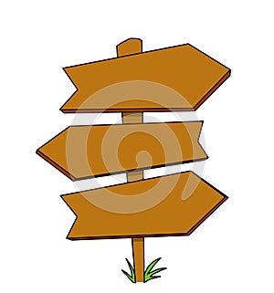 Illustration of a wooden post with arrows indicating directions