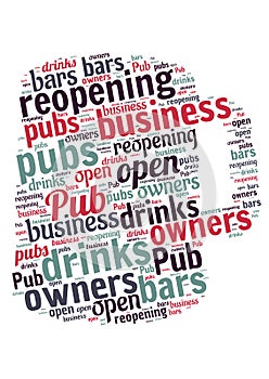 Illustration of a word cloud representing pubs reopening