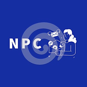Illustration of the word NPC with social media icon