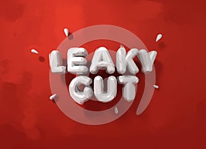 Illustration of the words `Leaky Gut` on plain colour