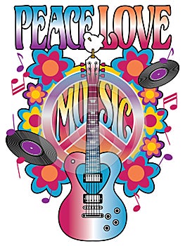 Peace-Love-Music Retro Design