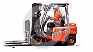 Illustration of a Worker Operating a Forklift. Generative ai