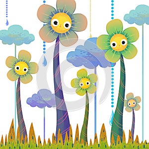 The Illustration of the World of Children's Imagination: Tall Flowers.